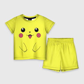 Детский костюм с шортами 3D с принтом Пикачу в Тюмени,  |  | Тематика изображения на принте: pokemon | pokemon go | анимэ | пикачу | покемон гоу | покемоны