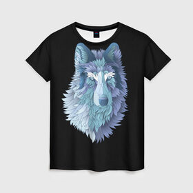Женская футболка 3D с принтом Седой волк в Тюмени, 100% полиэфир ( синтетическое хлопкоподобное полотно) | прямой крой, круглый вырез горловины, длина до линии бедер | взгляд | волк | животные | лес | охота | природа | хищник
