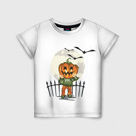 Детская футболка 3D с принтом Halloween в Тюмени, 100% гипоаллергенный полиэфир | прямой крой, круглый вырез горловины, длина до линии бедер, чуть спущенное плечо, ткань немного тянется | halloween | вампир | ведьма | кошка | луна | магия | новинки | ночь | тыква | хэллоуин