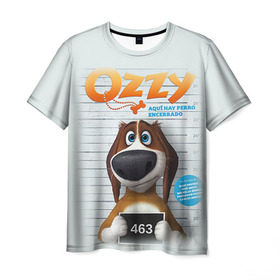 Мужская футболка 3D с принтом Ozzy в Тюмени, 100% полиэфир | прямой крой, круглый вырез горловины, длина до линии бедер | dog | fast furry | бигль | большой собачий побег | мартин | мультфильм | оззи | побег | свободу разношерстным | собака
