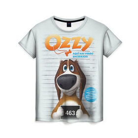 Женская футболка 3D с принтом Ozzy в Тюмени, 100% полиэфир ( синтетическое хлопкоподобное полотно) | прямой крой, круглый вырез горловины, длина до линии бедер | dog | fast furry | бигль | большой собачий побег | мартин | мультфильм | оззи | побег | свободу разношерстным | собака