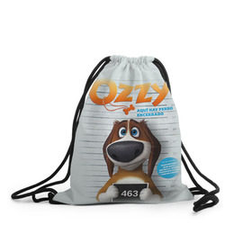Рюкзак-мешок 3D с принтом Ozzy в Тюмени, 100% полиэстер | плотность ткани — 200 г/м2, размер — 35 х 45 см; лямки — толстые шнурки, застежка на шнуровке, без карманов и подкладки | dog | fast furry | бигль | большой собачий побег | мартин | мультфильм | оззи | побег | свободу разношерстным | собака