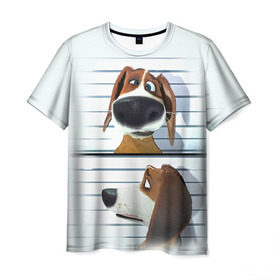 Мужская футболка 3D с принтом Разыскивается пёс в Тюмени, 100% полиэфир | прямой крой, круглый вырез горловины, длина до линии бедер | dog | fast furry | бигль | большой собачий побег | мартин | мультфильм | оззи | побег | свободу разношерстным | собака