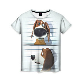 Женская футболка 3D с принтом Разыскивается пёс в Тюмени, 100% полиэфир ( синтетическое хлопкоподобное полотно) | прямой крой, круглый вырез горловины, длина до линии бедер | dog | fast furry | бигль | большой собачий побег | мартин | мультфильм | оззи | побег | свободу разношерстным | собака