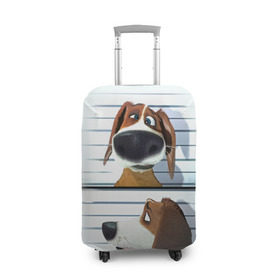 Чехол для чемодана 3D с принтом Разыскивается пёс в Тюмени, 86% полиэфир, 14% спандекс | двустороннее нанесение принта, прорези для ручек и колес | dog | fast furry | бигль | большой собачий побег | мартин | мультфильм | оззи | побег | свободу разношерстным | собака