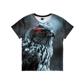 Детская футболка 3D с принтом Ночной орёл в Тюмени, 100% гипоаллергенный полиэфир | прямой крой, круглый вырез горловины, длина до линии бедер, чуть спущенное плечо, ткань немного тянется | Тематика изображения на принте: глаз | крылья | орёл | пернатые | перья | природа | птица