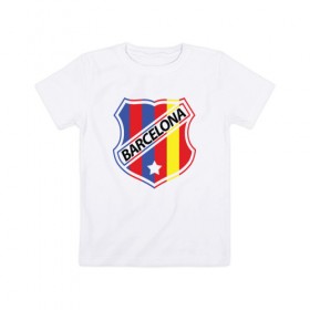 Детская футболка хлопок с принтом Barcelona в Тюмени, 100% хлопок | круглый вырез горловины, полуприлегающий силуэт, длина до линии бедер | 