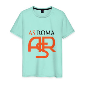 Мужская футболка хлопок с принтом AS Roma в Тюмени, 100% хлопок | прямой крой, круглый вырез горловины, длина до линии бедер, слегка спущенное плечо. | фк рома