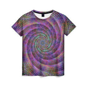 Женская футболка 3D с принтом Спираль в Тюмени, 100% полиэфир ( синтетическое хлопкоподобное полотно) | прямой крой, круглый вырез горловины, длина до линии бедер | абстракция | арт | гипноз | кислота | спираль