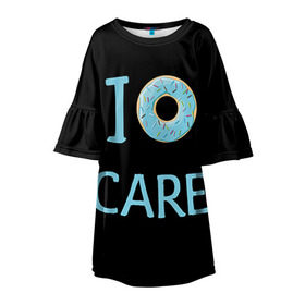 Детское платье 3D с принтом Donut care в Тюмени, 100% полиэстер | прямой силуэт, чуть расширенный к низу. Круглая горловина, на рукавах — воланы | simpsons