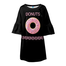 Детское платье 3D с принтом Donuts в Тюмени, 100% полиэстер | прямой силуэт, чуть расширенный к низу. Круглая горловина, на рукавах — воланы | simpsons