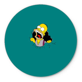 Коврик круглый с принтом Alien-Homer в Тюмени, резина и полиэстер | круглая форма, изображение наносится на всю лицевую часть | Тематика изображения на принте: simpsons