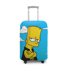 Чехол для чемодана 3D с принтом Барт Симпсон в Тюмени, 86% полиэфир, 14% спандекс | двустороннее нанесение принта, прорези для ручек и колес | simpsons