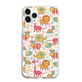 Чехол для iPhone 11 Pro Max матовый с принтом Детские рисунки в Тюмени, Силикон |  | дети | животные | жираф | лев | птица | рисунок | слон | фауна | черепаха