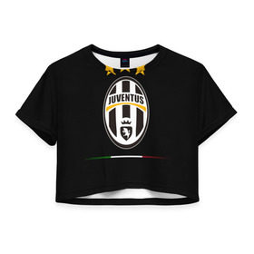 Женская футболка 3D укороченная с принтом Juventus1 в Тюмени, 100% полиэстер | круглая горловина, длина футболки до линии талии, рукава с отворотами | football | juve | juventus | seria a | бьянконери | серия а | футбол | чемпионат италии | юве | ювентус