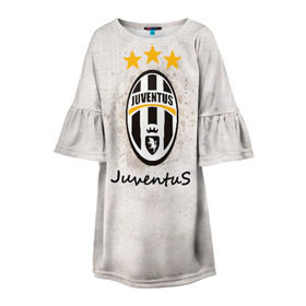 Детское платье 3D с принтом Juventus3 в Тюмени, 100% полиэстер | прямой силуэт, чуть расширенный к низу. Круглая горловина, на рукавах — воланы | football | juve | juventus | seria a | бьянконери | серия а | футбол | чемпионат италии | юве | ювентус