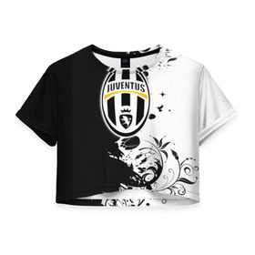 Женская футболка 3D укороченная с принтом Juventus4 в Тюмени, 100% полиэстер | круглая горловина, длина футболки до линии талии, рукава с отворотами | football | juve | juventus | seria a | бьянконери | серия а | футбол | чемпионат италии | юве | ювентус