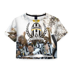 Женская футболка 3D укороченная с принтом Juventus5 в Тюмени, 100% полиэстер | круглая горловина, длина футболки до линии талии, рукава с отворотами | football | juve | juventus | seria a | бьянконери | серия а | футбол | чемпионат италии | юве | ювентус