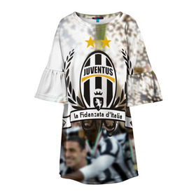 Детское платье 3D с принтом Juventus5 в Тюмени, 100% полиэстер | прямой силуэт, чуть расширенный к низу. Круглая горловина, на рукавах — воланы | football | juve | juventus | seria a | бьянконери | серия а | футбол | чемпионат италии | юве | ювентус