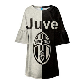 Детское платье 3D с принтом Juventus6 в Тюмени, 100% полиэстер | прямой силуэт, чуть расширенный к низу. Круглая горловина, на рукавах — воланы | football | juve | juventus | seria a | бьянконери | серия а | футбол | чемпионат италии | юве | ювентус
