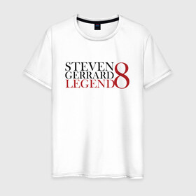 Мужская футболка хлопок с принтом Steven Gerrard в Тюмени, 100% хлопок | прямой крой, круглый вырез горловины, длина до линии бедер, слегка спущенное плечо. | Тематика изображения на принте: 