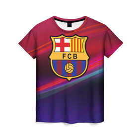 Женская футболка 3D с принтом ФК Барселона в Тюмени, 100% полиэфир ( синтетическое хлопкоподобное полотно) | прямой крой, круглый вырез горловины, длина до линии бедер | барселона | болельщик | испания | каталония | футбол | футболист