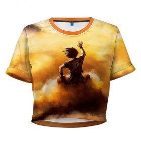 Женская футболка 3D укороченная с принтом Cloud в Тюмени, 100% полиэстер | круглая горловина, длина футболки до линии талии, рукава с отворотами | anime | dragon ball | goku | аниме | вегета | гоку | драконий жемчуг | жемчуг дракона