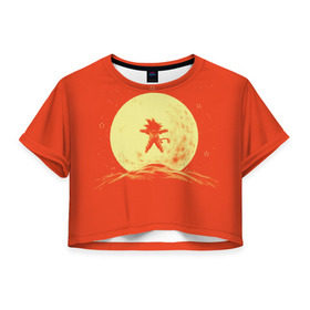 Женская футболка 3D укороченная с принтом Moon в Тюмени, 100% полиэстер | круглая горловина, длина футболки до линии талии, рукава с отворотами | anime | dragon ball | goku | аниме | гоку | драконий жемчуг | жемчуг дракона