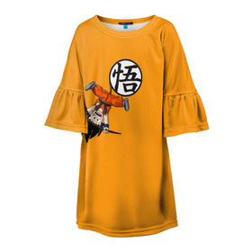 Детское платье 3D с принтом Dragon Ball в Тюмени, 100% полиэстер | прямой силуэт, чуть расширенный к низу. Круглая горловина, на рукавах — воланы | anime | dragon ball | драконий жемчуг | жемчуг дракона