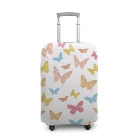 Чехол для чемодана 3D с принтом Акварельные бабочки в Тюмени, 86% полиэфир, 14% спандекс | двустороннее нанесение принта, прорези для ручек и колес | паттерн | светлый