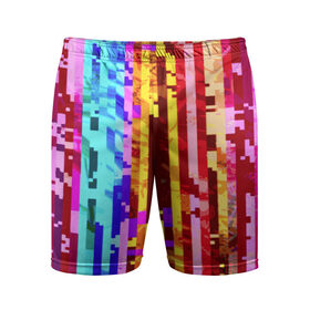 Мужские шорты 3D спортивные с принтом Пиксилизация в Тюмени,  |  | полосы | разноцветный | яркий