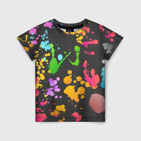 Детская футболка 3D с принтом Игра красок в Тюмени, 100% гипоаллергенный полиэфир | прямой крой, круглый вырез горловины, длина до линии бедер, чуть спущенное плечо, ткань немного тянется | кляксы | пятна | разноцветный | яркий