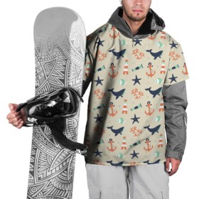 Накидка на куртку 3D с принтом Морской узор в Тюмени, 100% полиэстер |  | Тематика изображения на принте: буй | вода | звезда | кит | коралл | маяк | мозаика | море | океан | песок | ракушка | узор | якорь
