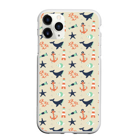 Чехол для iPhone 11 Pro Max матовый с принтом Морской узор в Тюмени, Силикон |  | Тематика изображения на принте: буй | вода | звезда | кит | коралл | маяк | мозаика | море | океан | песок | ракушка | узор | якорь