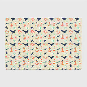 Магнитный плакат 3Х2 с принтом Морской узор в Тюмени, Полимерный материал с магнитным слоем | 6 деталей размером 9*9 см | Тематика изображения на принте: буй | вода | звезда | кит | коралл | маяк | мозаика | море | океан | песок | ракушка | узор | якорь