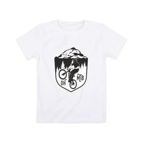Детская футболка хлопок с принтом Downhill mountain bike в Тюмени, 100% хлопок | круглый вырез горловины, полуприлегающий силуэт, длина до линии бедер | iceberg