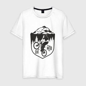 Мужская футболка хлопок с принтом Downhill mountain bike в Тюмени, 100% хлопок | прямой крой, круглый вырез горловины, длина до линии бедер, слегка спущенное плечо. | iceberg