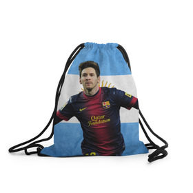 Рюкзак-мешок 3D с принтом Messi from Argentina в Тюмени, 100% полиэстер | плотность ткани — 200 г/м2, размер — 35 х 45 см; лямки — толстые шнурки, застежка на шнуровке, без карманов и подкладки | аргентина | барселона | месси | футбол