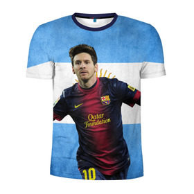 Мужская футболка 3D спортивная с принтом Messi from Argentina в Тюмени, 100% полиэстер с улучшенными характеристиками | приталенный силуэт, круглая горловина, широкие плечи, сужается к линии бедра | аргентина | барселона | месси | футбол