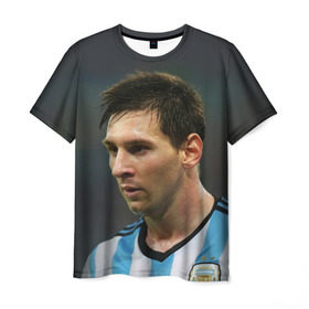 Мужская футболка 3D с принтом Leo Messi в Тюмени, 100% полиэфир | прямой крой, круглый вырез горловины, длина до линии бедер | fc barcelona | football | lionel messi | messi | аргентина | барса | лео месси | фк барселона | футбол