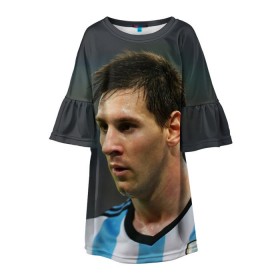 Детское платье 3D с принтом Leo Messi в Тюмени, 100% полиэстер | прямой силуэт, чуть расширенный к низу. Круглая горловина, на рукавах — воланы | Тематика изображения на принте: fc barcelona | football | lionel messi | messi | аргентина | барса | лео месси | фк барселона | футбол
