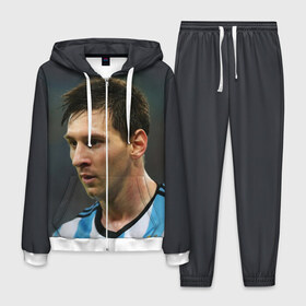 Мужской костюм 3D с принтом Leo Messi в Тюмени, 100% полиэстер | Манжеты и пояс оформлены тканевой резинкой, двухслойный капюшон со шнурком для регулировки, карманы спереди | fc barcelona | football | lionel messi | messi | аргентина | барса | лео месси | фк барселона | футбол