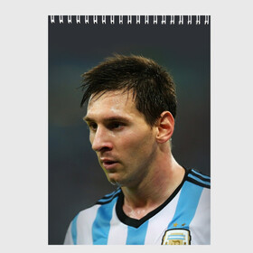 Скетчбук с принтом Leo Messi в Тюмени, 100% бумага
 | 48 листов, плотность листов — 100 г/м2, плотность картонной обложки — 250 г/м2. Листы скреплены сверху удобной пружинной спиралью | fc barcelona | football | lionel messi | messi | аргентина | барса | лео месси | фк барселона | футбол