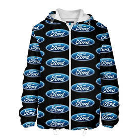 Мужская куртка 3D с принтом Ford в Тюмени, ткань верха — 100% полиэстер, подклад — флис | прямой крой, подол и капюшон оформлены резинкой с фиксаторами, два кармана без застежек по бокам, один большой потайной карман на груди. Карман на груди застегивается на липучку | Тематика изображения на принте: 