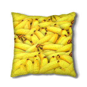 Подушка 3D с принтом Бананчики в Тюмени, наволочка – 100% полиэстер, наполнитель – холлофайбер (легкий наполнитель, не вызывает аллергию). | состоит из подушки и наволочки. Наволочка на молнии, легко снимается для стирки | Тематика изображения на принте: бананчики | бананы