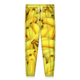 Женские брюки 3D с принтом Бананчики в Тюмени, полиэстер 100% | прямой крой, два кармана без застежек по бокам, с мягкой трикотажной резинкой на поясе и по низу штанин. В поясе для дополнительного комфорта — широкие завязки | Тематика изображения на принте: бананчики | бананы