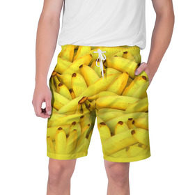 Мужские шорты 3D с принтом Бананчики в Тюмени,  полиэстер 100% | прямой крой, два кармана без застежек по бокам. Мягкая трикотажная резинка на поясе, внутри которой широкие завязки. Длина чуть выше колен | Тематика изображения на принте: бананчики | бананы