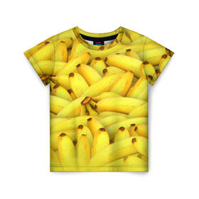 Детская футболка 3D с принтом Бананчики в Тюмени, 100% гипоаллергенный полиэфир | прямой крой, круглый вырез горловины, длина до линии бедер, чуть спущенное плечо, ткань немного тянется | Тематика изображения на принте: бананчики | бананы