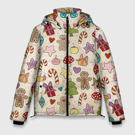 Мужская зимняя куртка 3D с принтом Новый год от new.art.fox в Тюмени, верх — 100% полиэстер; подкладка — 100% полиэстер; утеплитель — 100% полиэстер | длина ниже бедра, свободный силуэт Оверсайз. Есть воротник-стойка, отстегивающийся капюшон и ветрозащитная планка. 

Боковые карманы с листочкой на кнопках и внутренний карман на молнии. | новогодний рождество | паттерн