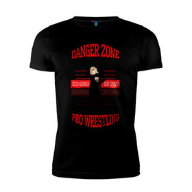 Мужская футболка премиум с принтом Danger Zone Champion в Тюмени, 92% хлопок, 8% лайкра | приталенный силуэт, круглый вырез ворота, длина до линии бедра, короткий рукав | danger zone | iwf | wrestling | нфр | опасная зона | реслинг | рестлинг